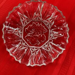 Vintage 1940’s Federal Glass Nappy Pioneer Shallow Crimped Fruit Motif